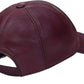 Burgundy Genuine Nappa Leather Baseball Cap with Adjustable Strap and Curved Visor