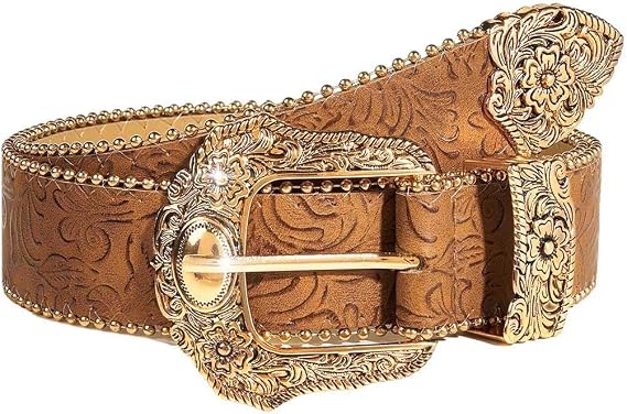 Women's Brown Cowgirl Country Leather Belt