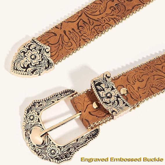 Women's Brown Cowgirl Country Leather Belt