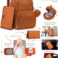 Brown Vegan Leather Backpack with 15.6 Inch Laptop Slot, Changing Pad and Stroller Straps