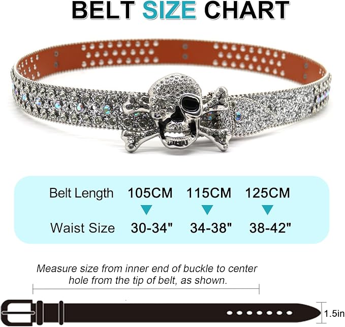Unisex Rhinestone Skull Belt – Punk Y2K Bling