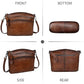 Women's Coffee Vegetable-Tanned Leather Crossbody Satchel with 3 Top Zippers