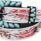 Women's Turquoise Horseshoe Buckle Leather Belt