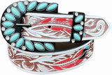 Women's Turquoise Horseshoe Buckle Leather Belt