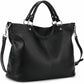 Women's Black Top Grain Pebbled Leather Tote Satchel for 13 Inch Laptops