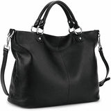 Women's Black Top Grain Pebbled Leather Tote Satchel for 13 Inch Laptops