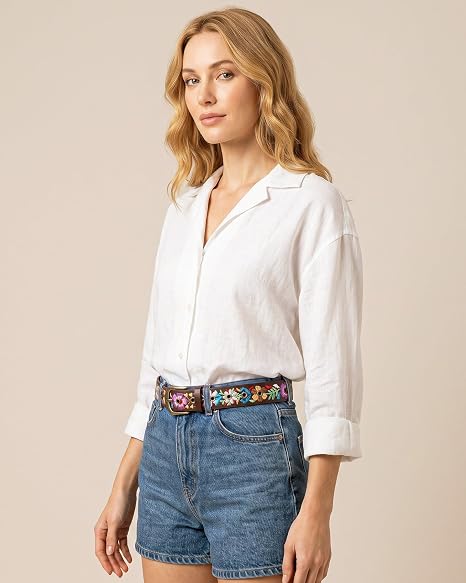 Women's Mexican Embroidered Floral Belt – Boho