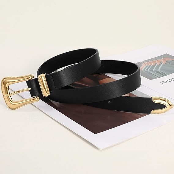 Women's Leather Belt – Retro Silver Buckle
