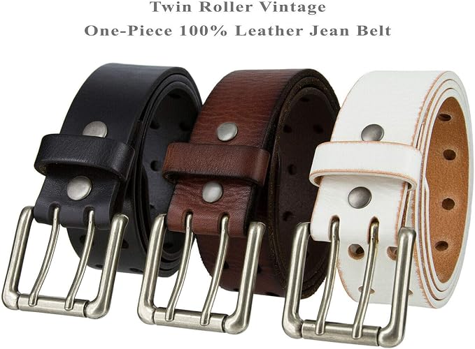 Men's Double Prong Roller Buckle Biker Belt – Full Grain