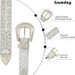 Unisex Rhinestone Studded Leather Belt – Silver Buckle