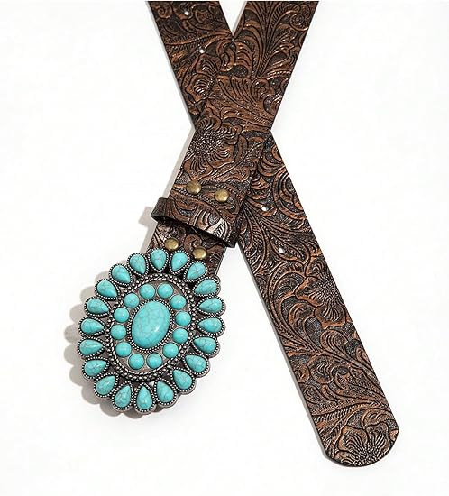 Women's Vintage Turquoise Buckle Waist Belt