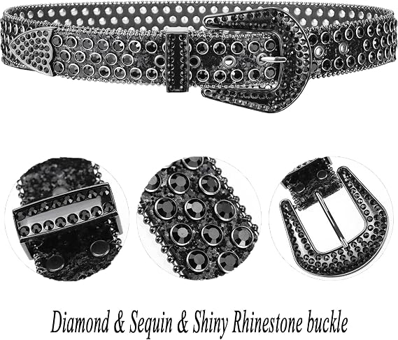 Women's Rhinestone Sequin Cowgirl Belt – Reinforced Buckle