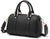 Women's Black Checkered Woven Vegan Leather Mini Satchel Crossbody Bag