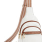 Women's Leather Sling Bag Crossbody Chest Bag - Beige