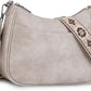 Women's Coffee Brown Vegan Leather Crossbody Shoulder Bag with Adjustable Strap