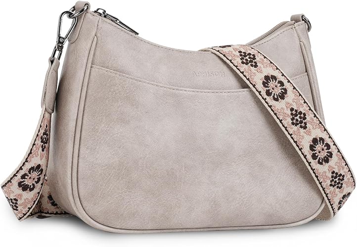 Women's Coffee Brown Vegan Leather Crossbody Shoulder Bag with Adjustable Strap