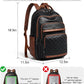 Women's Black and Brown Vegan Leather 43L Laptop Backpack for Work and Travel