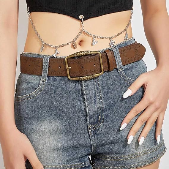 Women's Vintage Metal Buckle Leather Belt
