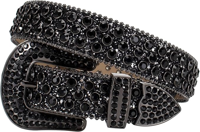 Unisex Diamond Studded Rhinestone Belt – Microfiber Leather