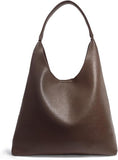 Women's Slouchy Coffee Vegan Leather Hobo Shoulder Bag with Magnetic Closure