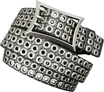 Unisex Three-Row Studded Punk Leather Belt – Y2K Goth