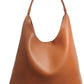 Women's Slouchy Coffee Vegan Leather Hobo Shoulder Bag with Magnetic Closure