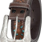 Women's Genuine Leather Tooled Western Belt – Interchangeable