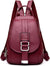 Women's Wine Red Soft Genuine Leather Mini Backpack Purse with Chain Detail