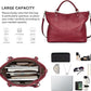 Women's Black Top Grain Pebbled Leather Tote Satchel for 13 Inch Laptops