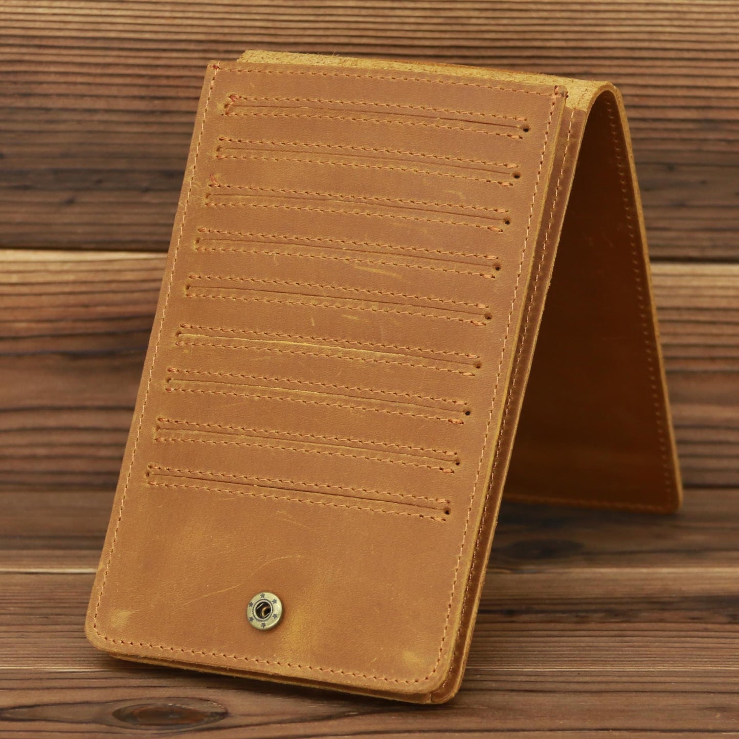 Men's Long Leather Wallet – Crazy Horse Cowhide Card Holder, Phone & Money Bag with 18 Card Slots