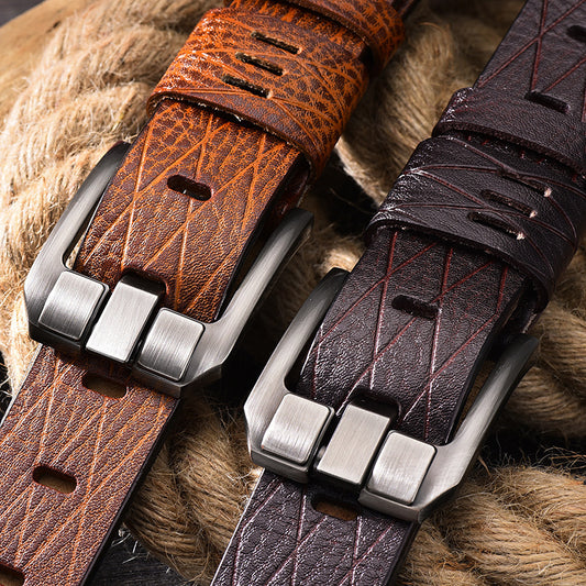 Men’s Versatile Double Skin Leather Casual Belt