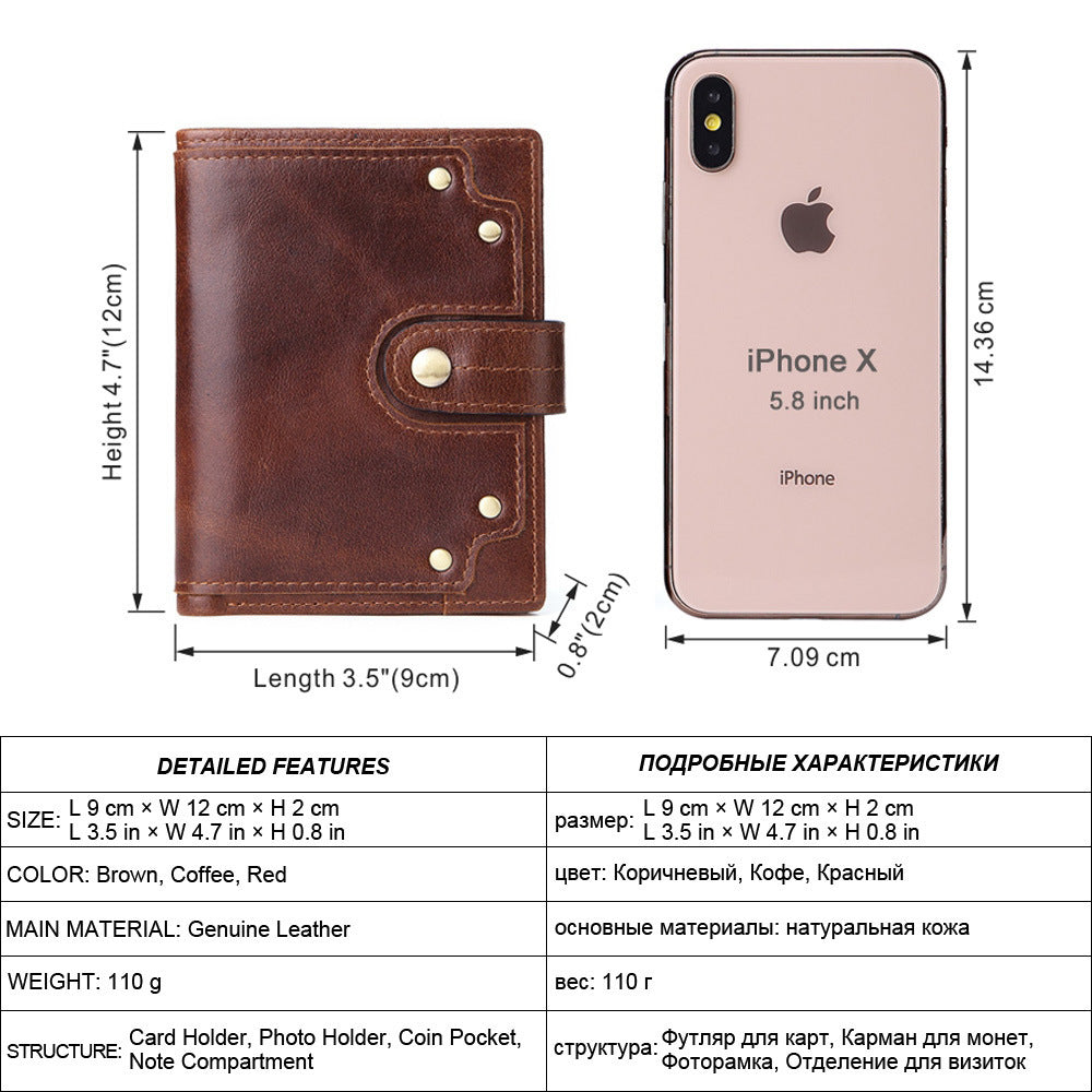 Men’s High-End Suede Leather Business Wallet – Premium First Layer Cowhide, Magnetic Closure