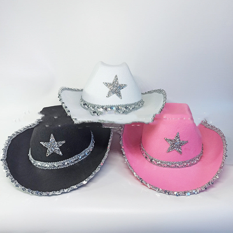 Party Black Bilateral Sequined Cowboy Hat