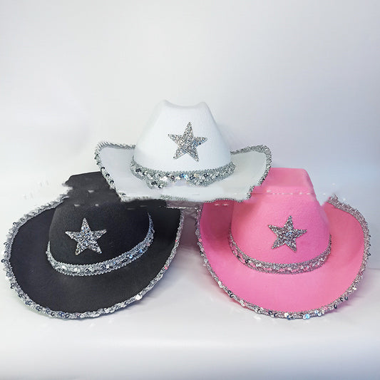 Party Black Bilateral Sequined Cowboy Hat