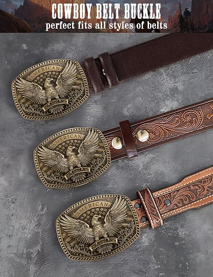American 1776 Bald Eagle Belt Buckle - Patriotic Western