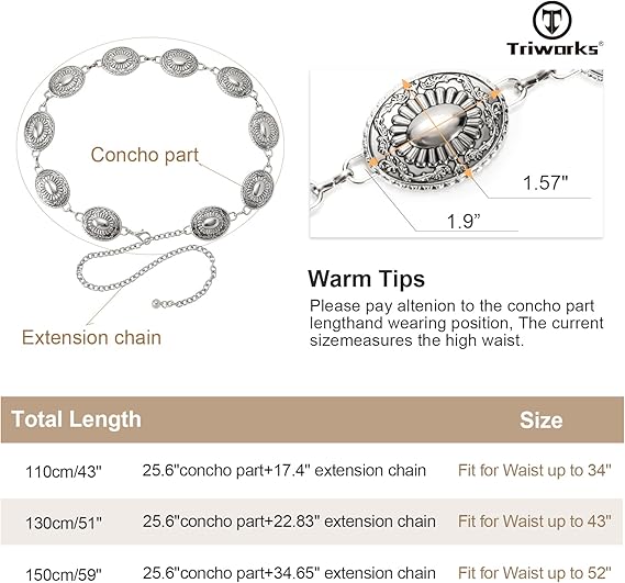 Women's Gold Chain Concho Belt – Boho Cowgirl
