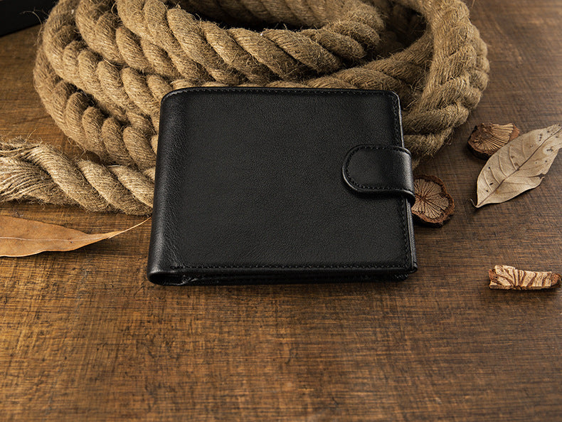 Multifunctional Men's Leather Short Wallet | Cowhide Design – Belt