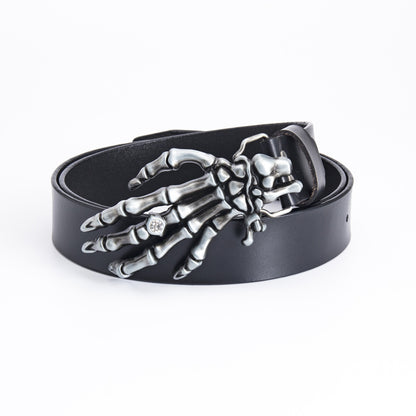Skull Claw Buckle Genuine Leather Rider Belt