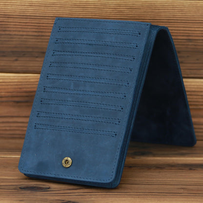 Men's Long Leather Wallet – Crazy Horse Cowhide Card Holder, Phone & Money Bag with 18 Card Slots