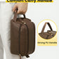 Dark Brown Leather Toiletry Bag with Wide Boxy Opening