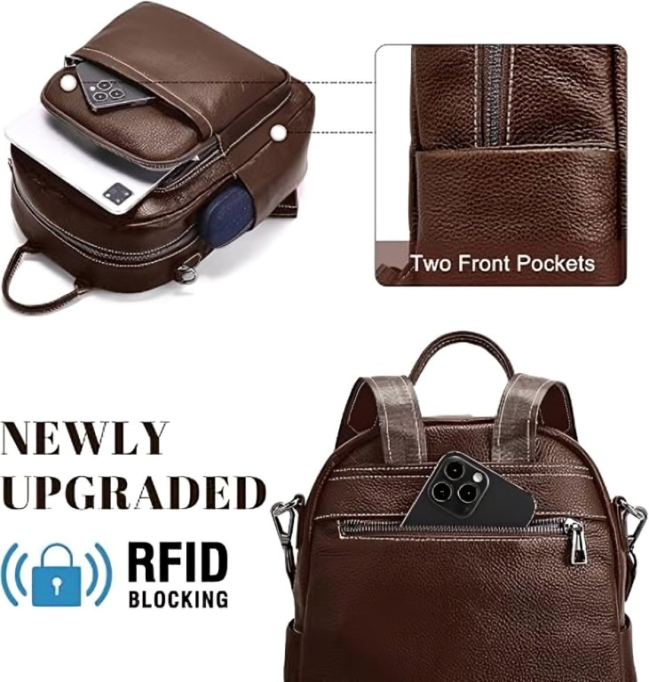 Genuine Leather Convertible Backpack Purse for Women