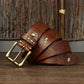 Washed-Out Vintage Cow Leather Pin Buckle Jeans Belt