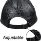 Black Snakeskin Pattern PU Leather Baseball Cap with Adjustable Buckle Strap | BeltNBuckles