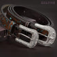 Women's Genuine Leather Tooled Western Belt – Interchangeable