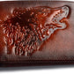 Embossed Wolf Bifold Leather Wallet with RFID Blocking