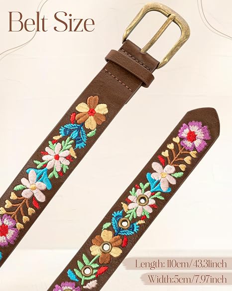 Women's Mexican Embroidered Floral Belt – Boho
