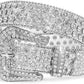 Unisex Rhinestone Studded Leather Belt – Silver Buckle