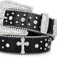 Unisex Rhinestone Cross Bling Belt – Western Diamond