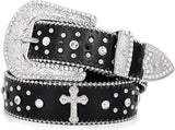 Unisex Rhinestone Cross Bling Belt – Western Diamond