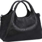 Women's Beige Genuine Cowhide Leather Satchel Handbag with Crossbody Strap